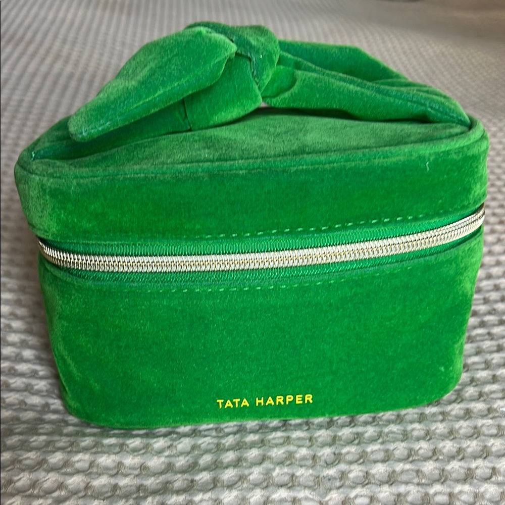 TATA HARPER // Green Velvet Cosmetic Bag